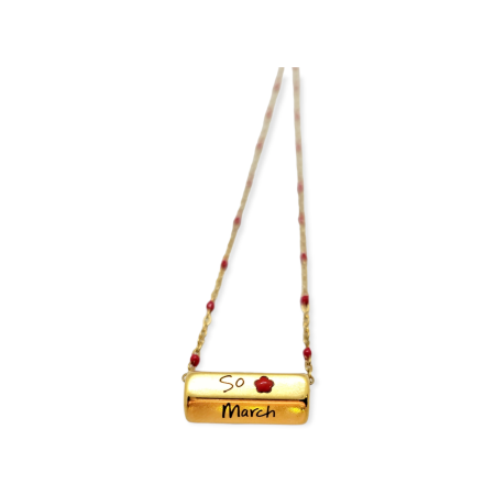 Necklace steel gold with hexagon love march1